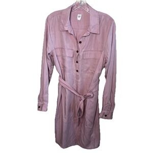 GAP Long Sleeve Shirt Dress in Dusty Pink